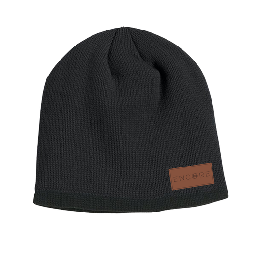 Encore Leather Patch Beanie